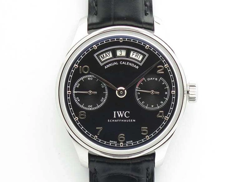 MIROTIME 0328 Portuguese Real PR Real Annual Calendar IW5035 YLF 1:1 Best Edition Black Dial On Leather Strap A Soft 7240